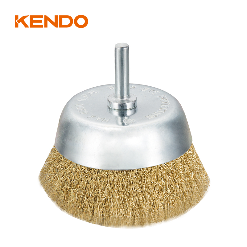 Mounted Cup Brush, Crimped and Copperized Wire